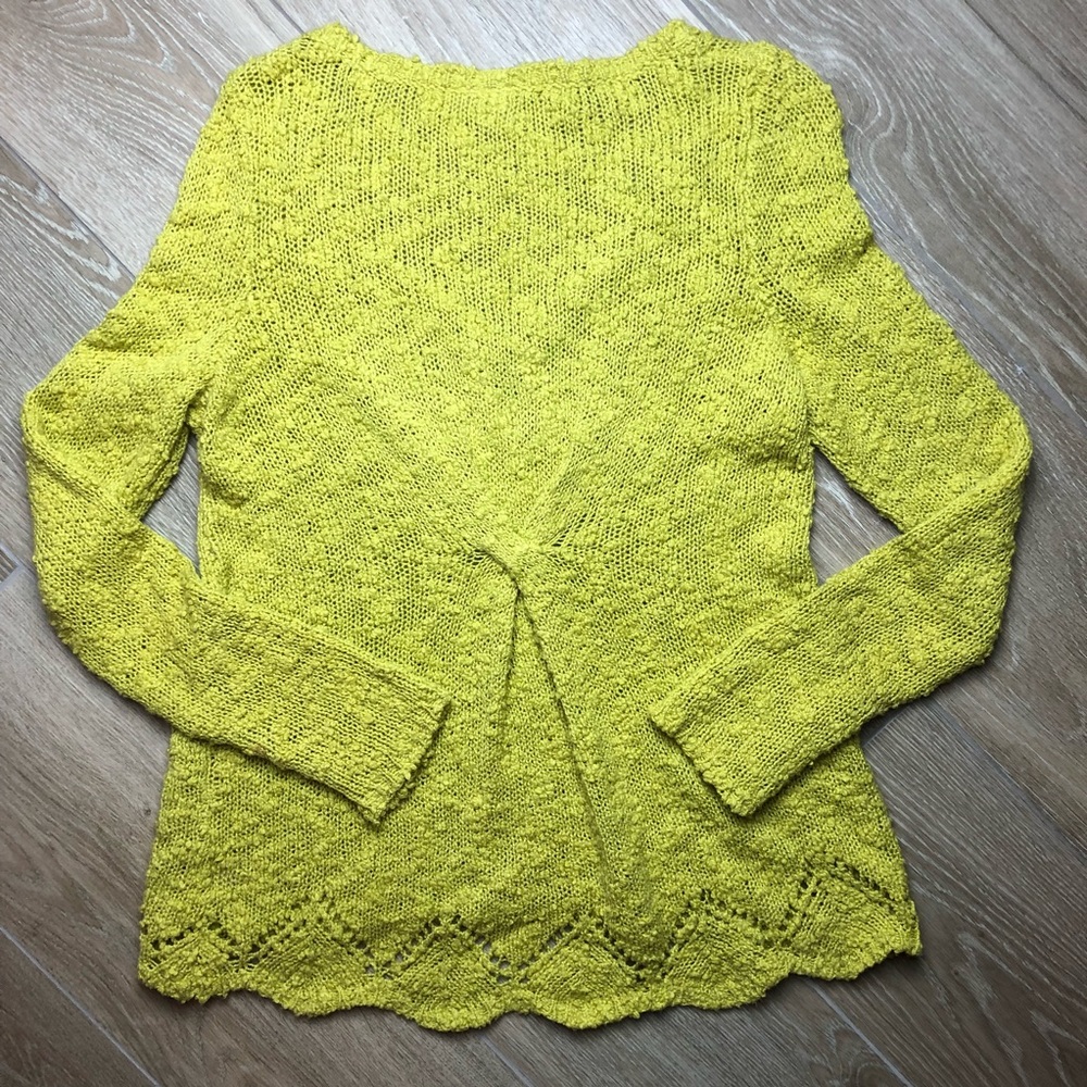 Anthropologie Yellow Bird Peaked Pointelle Sweater - Picture 6 of 7